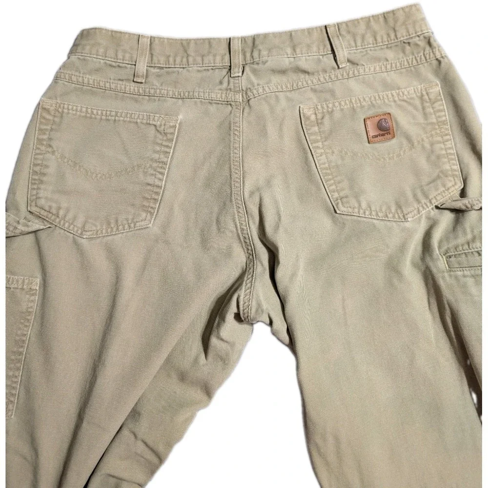 Carhartt B159 DKH Canvas Carpenter Pants Mens 36x30 Brown Work Utility - Read